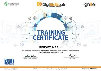 DigiSkills.pk certificate in Freelancing