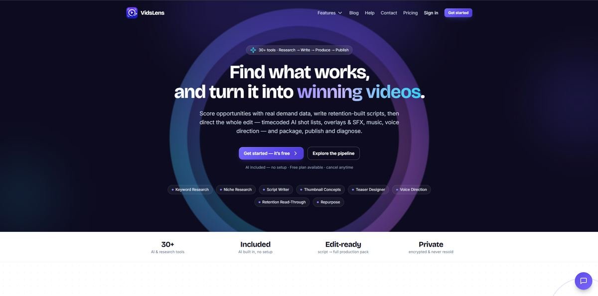 Home page of VidsLens